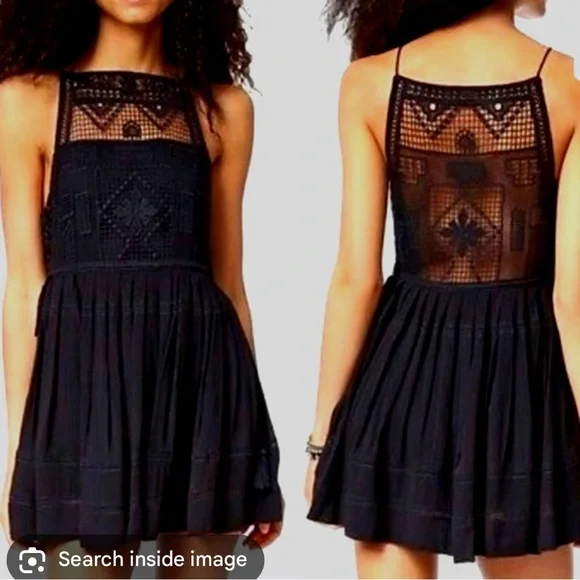 Free People Black Crochet Backless Dress - Picture 1 of 7